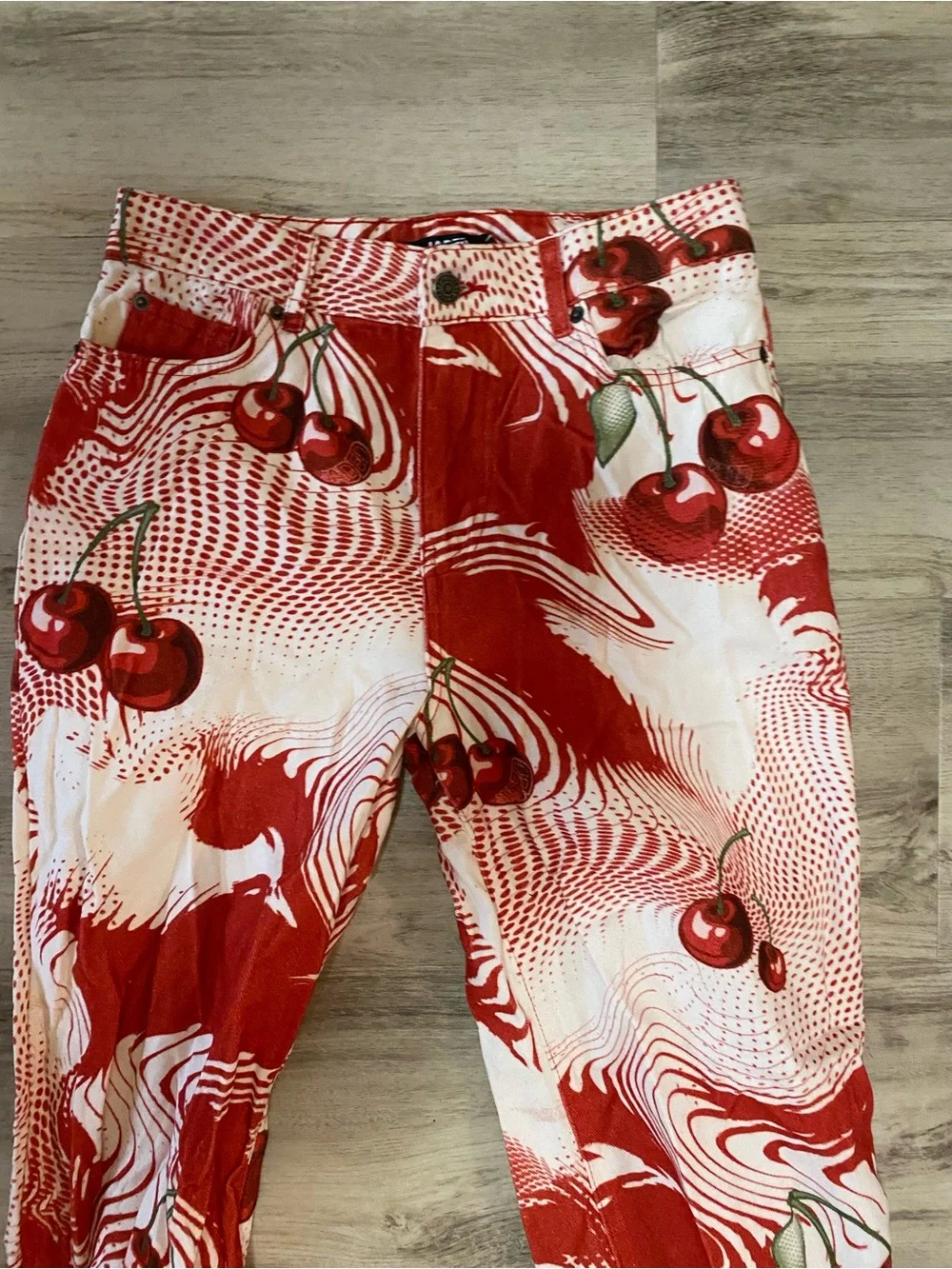 Jaded London Red Cherry Print Slouchy Boyfriend Jeans- NWT
